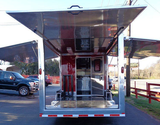 Concession Trailer 8.5' x 28' BBQ Smoker Food Event Catering (Red) - SLE Equipment - 23