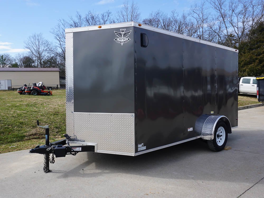 7x12 Enclosed Charcoal Trailer with Silver ATP 3500lb Axle