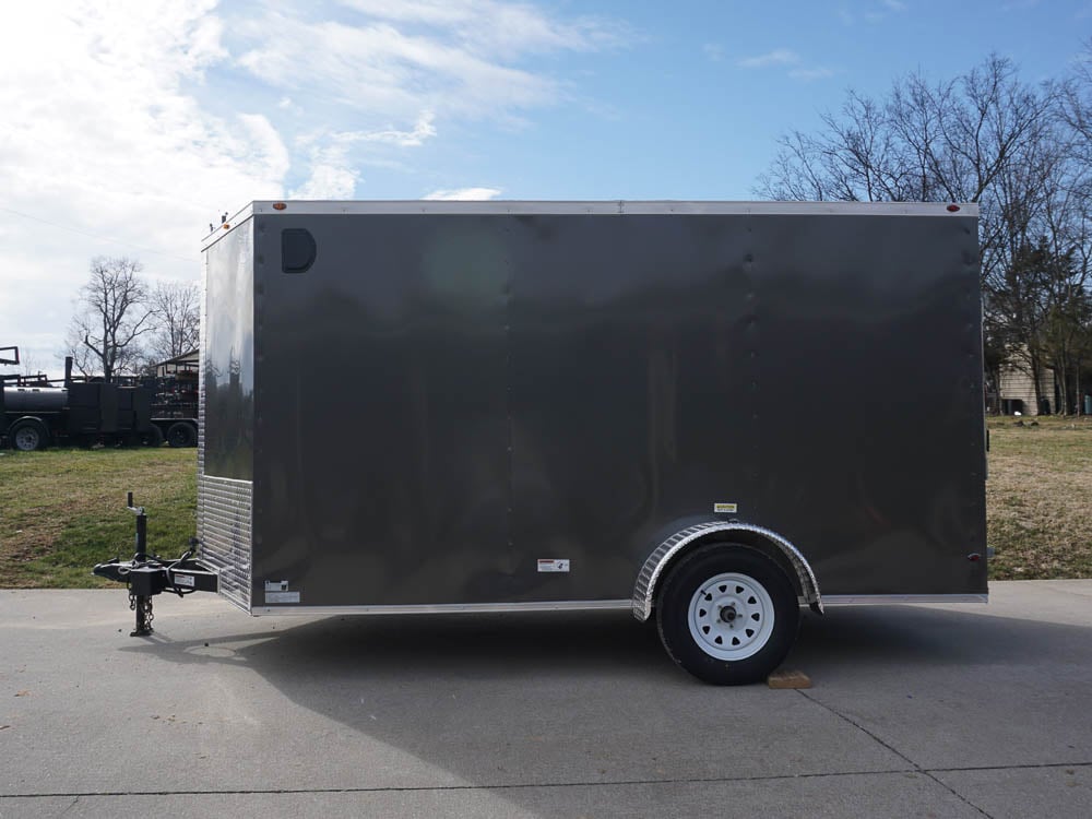 7x12 Enclosed Charcoal Trailer with Silver ATP 3500lb Axle