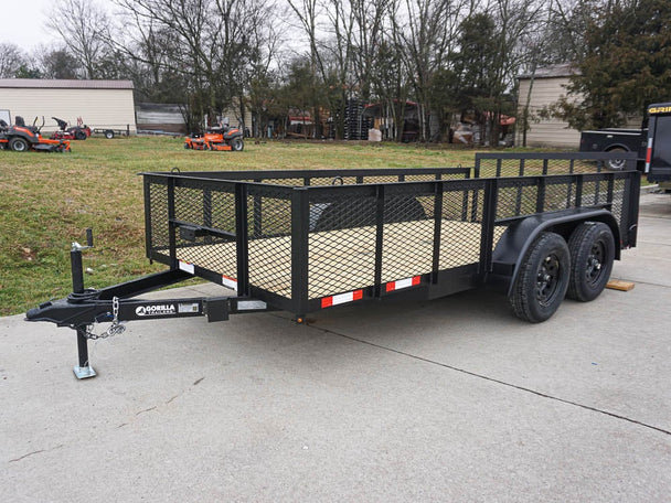 6.4' x 14'-2ft Mesh Side Utility Trailer Dovetail Tandem