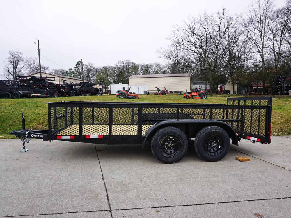 6.4' x 14'-2ft Mesh Side Utility Trailer Dovetail Tandem