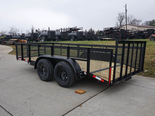 6.4' x 14'-2ft Mesh Side Utility Trailer Dovetail Tandem