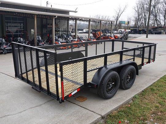 6.4' x 14'-2ft Mesh Side Utility Trailer Dovetail Tandem