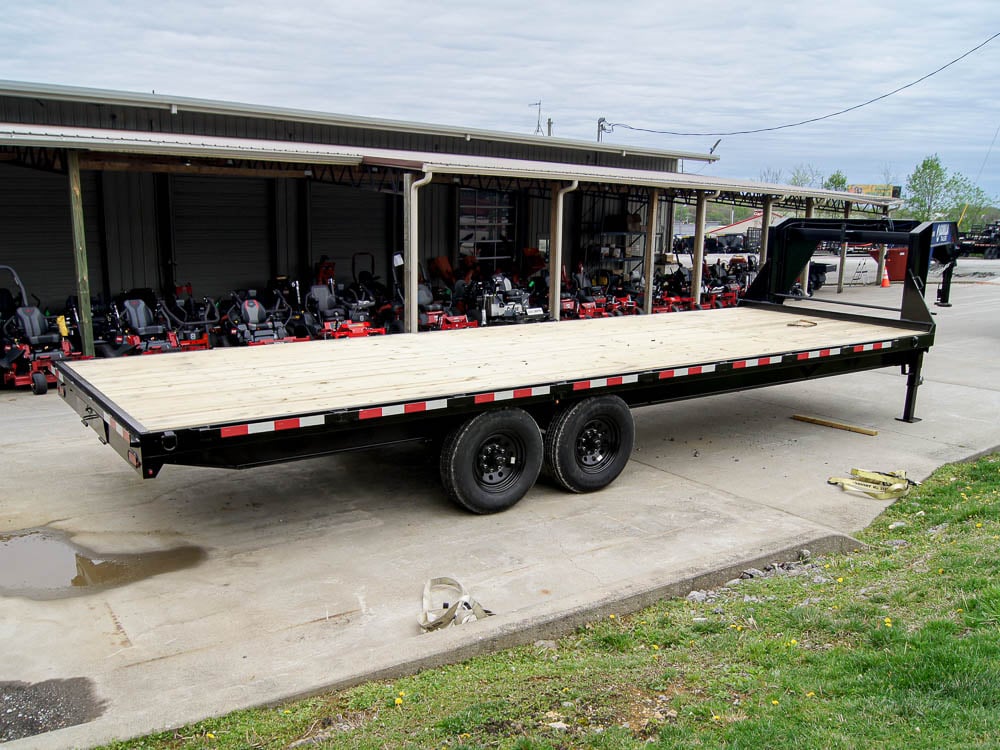 8.5x25 IBeam Gooseneck Straight Deckover Trailer (2) 7K Axles Slide Ramps