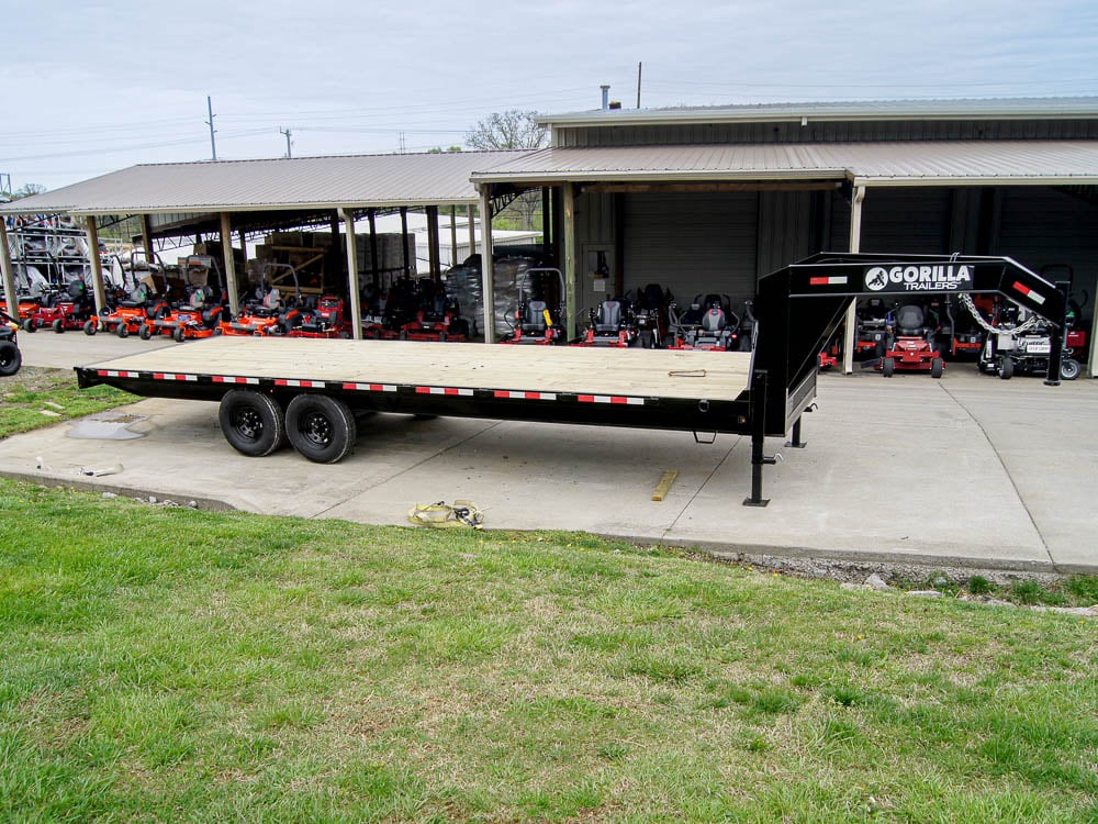 8.5x25 IBeam Gooseneck Straight Deckover Trailer (2) 7K Axles Slide Ramps