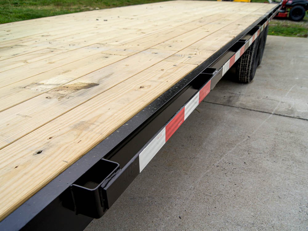 8.5x25 IBeam Gooseneck Straight Deckover Trailer (2) 7K Axles Slide Ramps