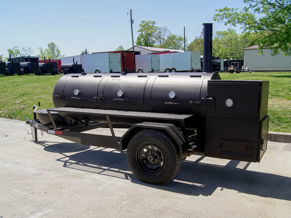 330 Gallon Pull Behind BBQ Smoker with Round Charcoal Grill 3500lb Axle