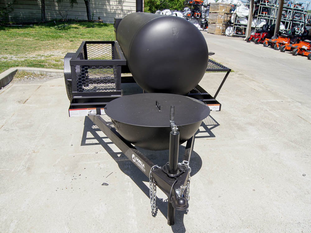 330 Gallon Pull Behind BBQ Smoker with Round Charcoal Grill 3500lb Axle