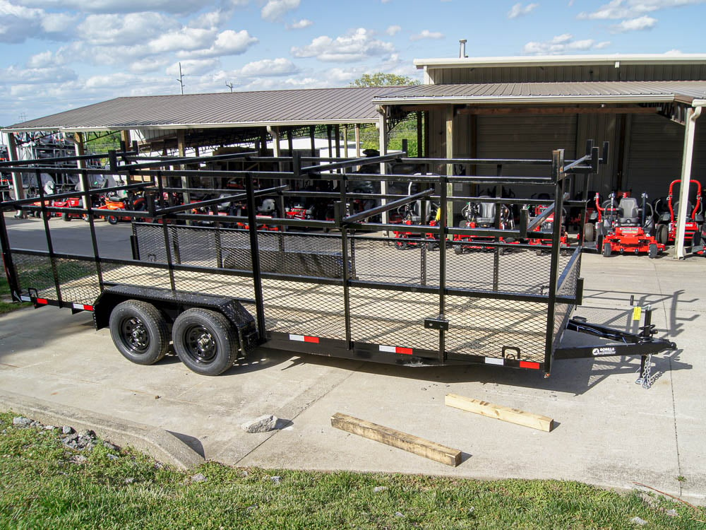 6.4x20 Straight Deck Tandem Utility Trailer Mesh Sides Double Ladder Racks