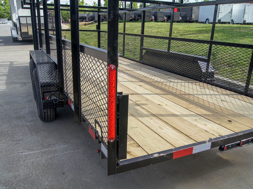 6.4x20 Straight Deck Tandem Utility Trailer Mesh Sides Double Ladder Racks