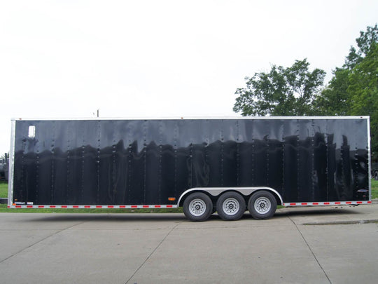 8.5x32 Flat Nose Black Enclosed Trailer (3) 7K Axles