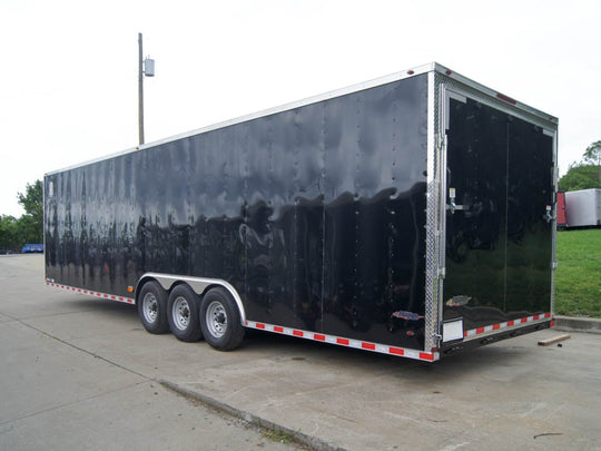 8.5x32 Flat Nose Black Enclosed Trailer (3) 7K Axles