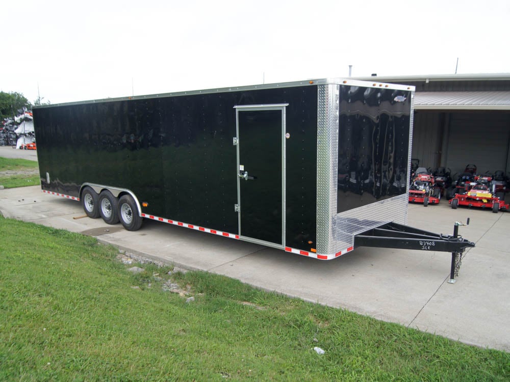 8.5x32 Flat Nose Black Enclosed Trailer (3) 7K Axles