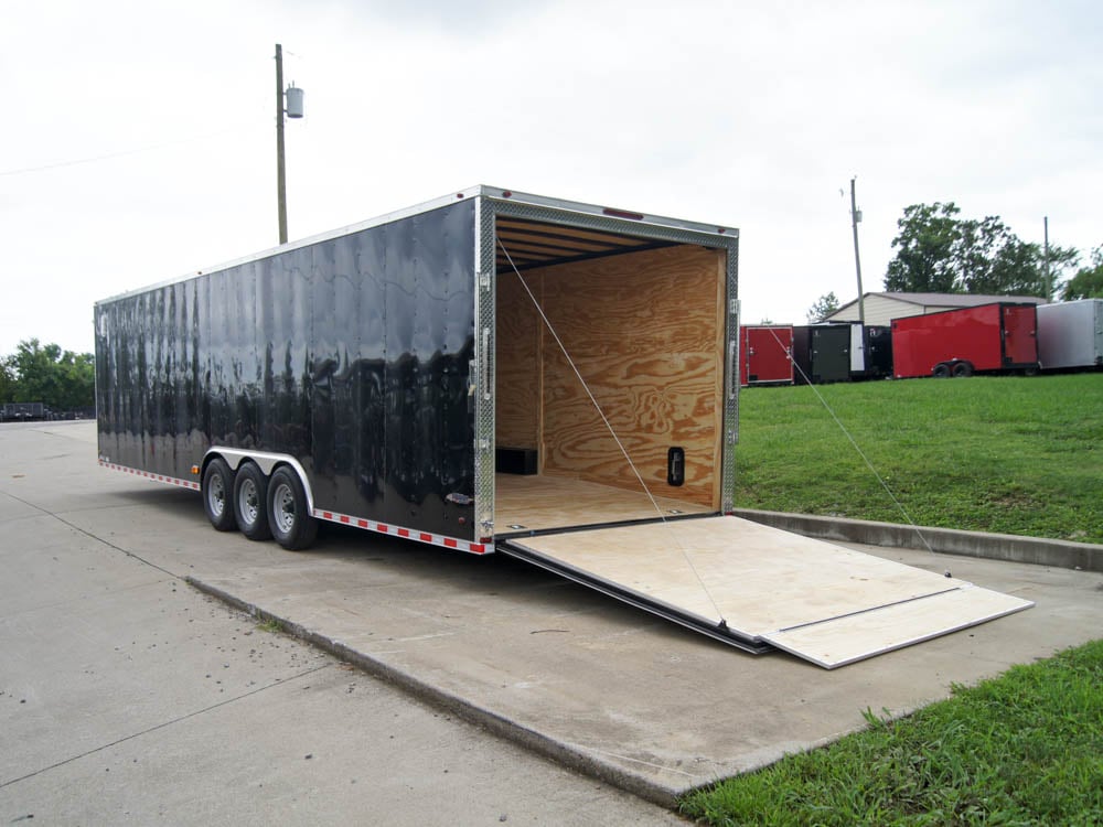 8.5x32 Flat Nose Black Enclosed Trailer (3) 7K Axles