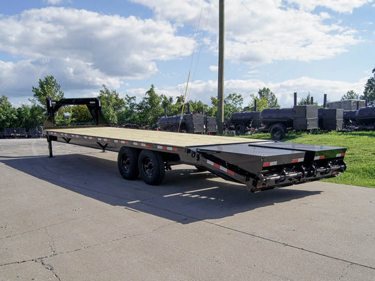 8.5x30 IBeam Gooseneck Deckover Trailer (2) 7K Axles King Kong Ramps