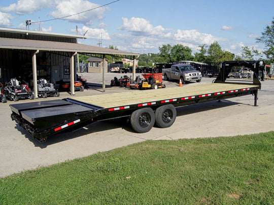 8.5x30 IBeam Gooseneck Deckover Trailer (2) 7K Axles King Kong Ramps