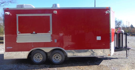 8.5' x 16' Red Catering Event Concession Food Trailer