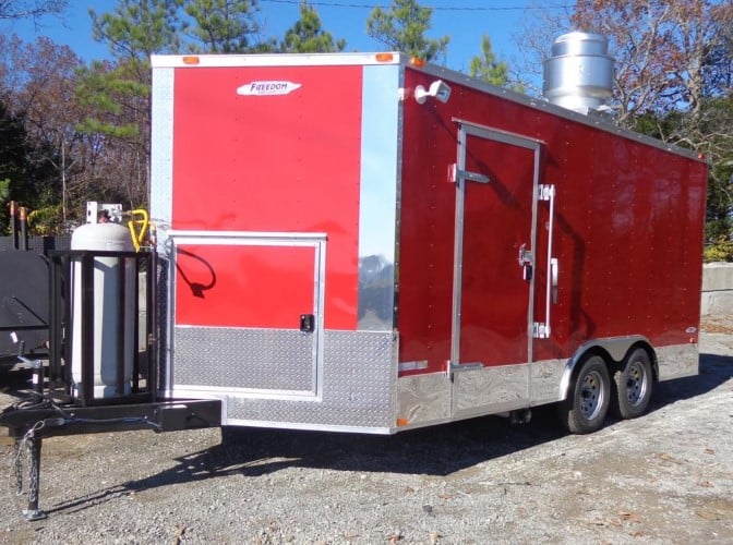 8.5' x 16' Red Catering Event Concession Food Trailer