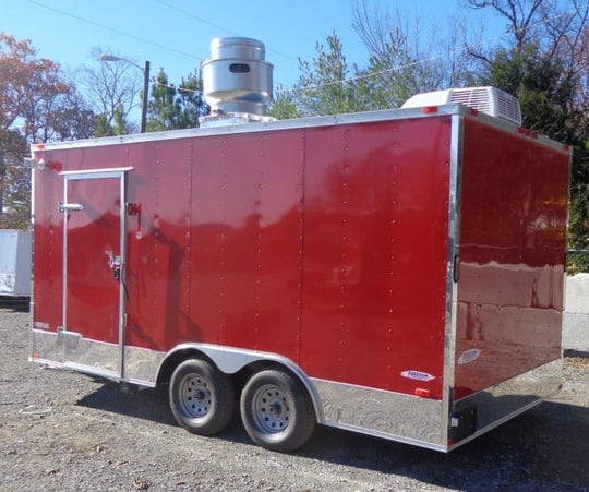 8.5' x 16' Red Catering Event Concession Food Trailer