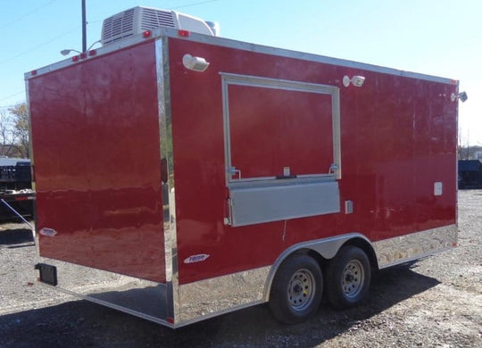 8.5' x 16' Red Catering Event Concession Food Trailer