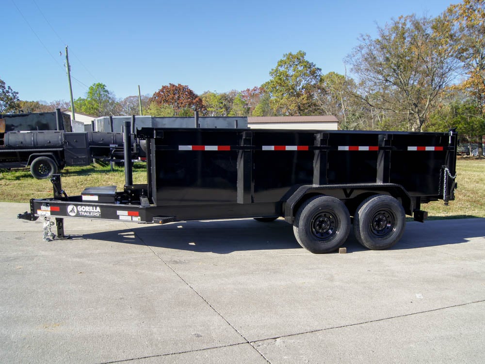 7x14 Gorilla Telescopic IBeam Dump Trailer with 3ft Sides (2) 7K Axles