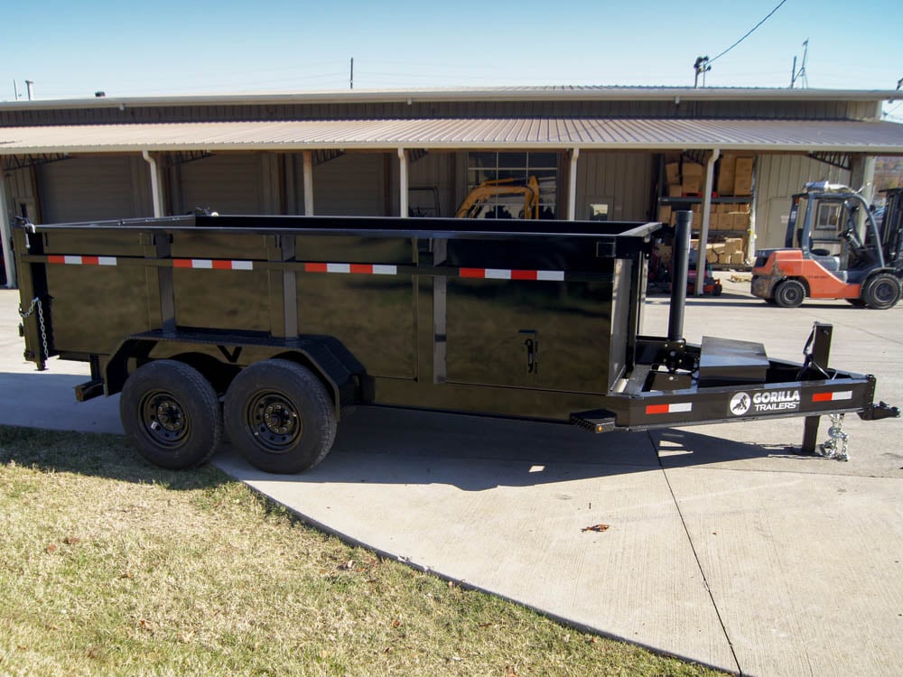 7x14 Gorilla Telescopic IBeam Dump Trailer with 3ft Sides (2) 7K Axles