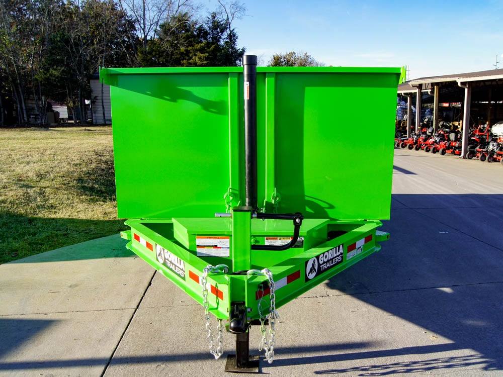 7x16 Gorilla Lime Green Telescopic IBeam Dump Trailer 4ft Sides (2) 7K Axles