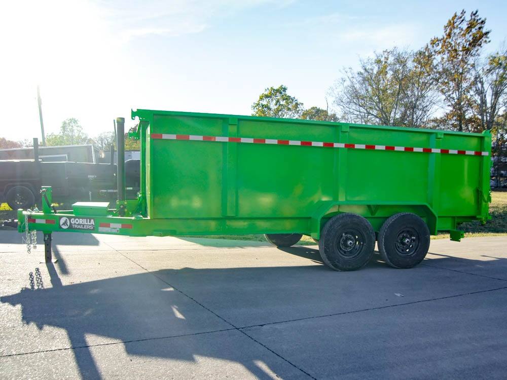 7x16 Gorilla Lime Green Telescopic IBeam Dump Trailer 4ft Sides (2) 7K Axles