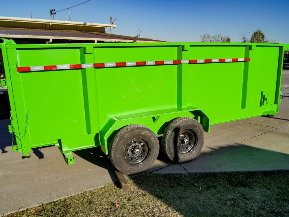 7x16 Gorilla Lime Green Telescopic IBeam Dump Trailer 4ft Sides (2) 7K Axles