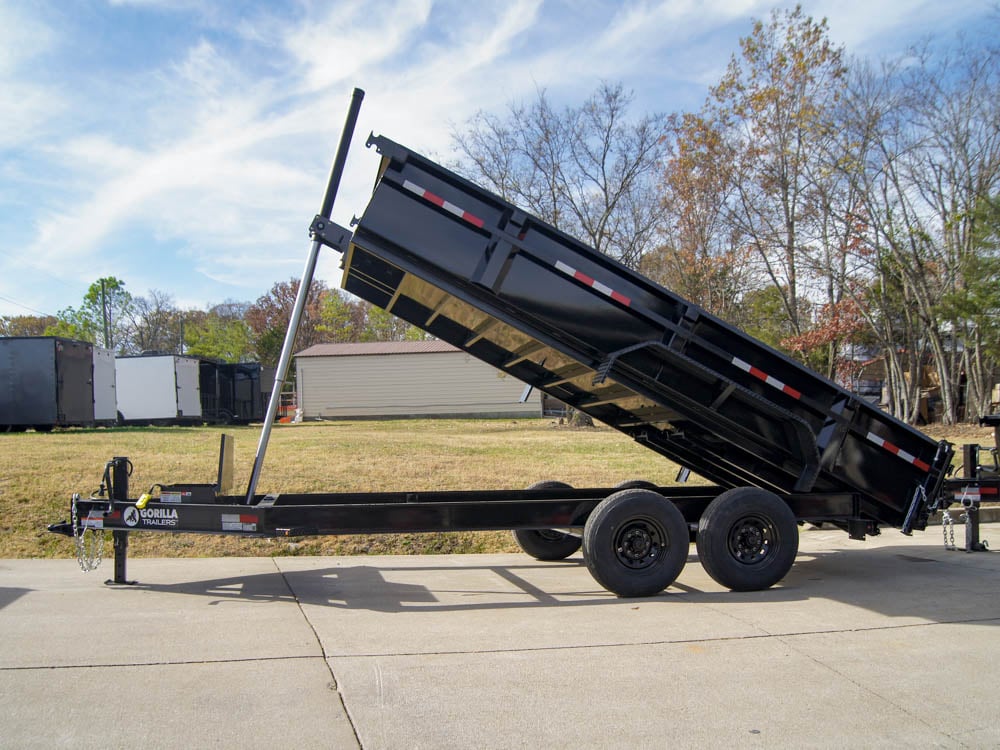 7x16 Gorilla Telescopic IBeam Dump Trailer with 2ft Sides (2) 7K Axles