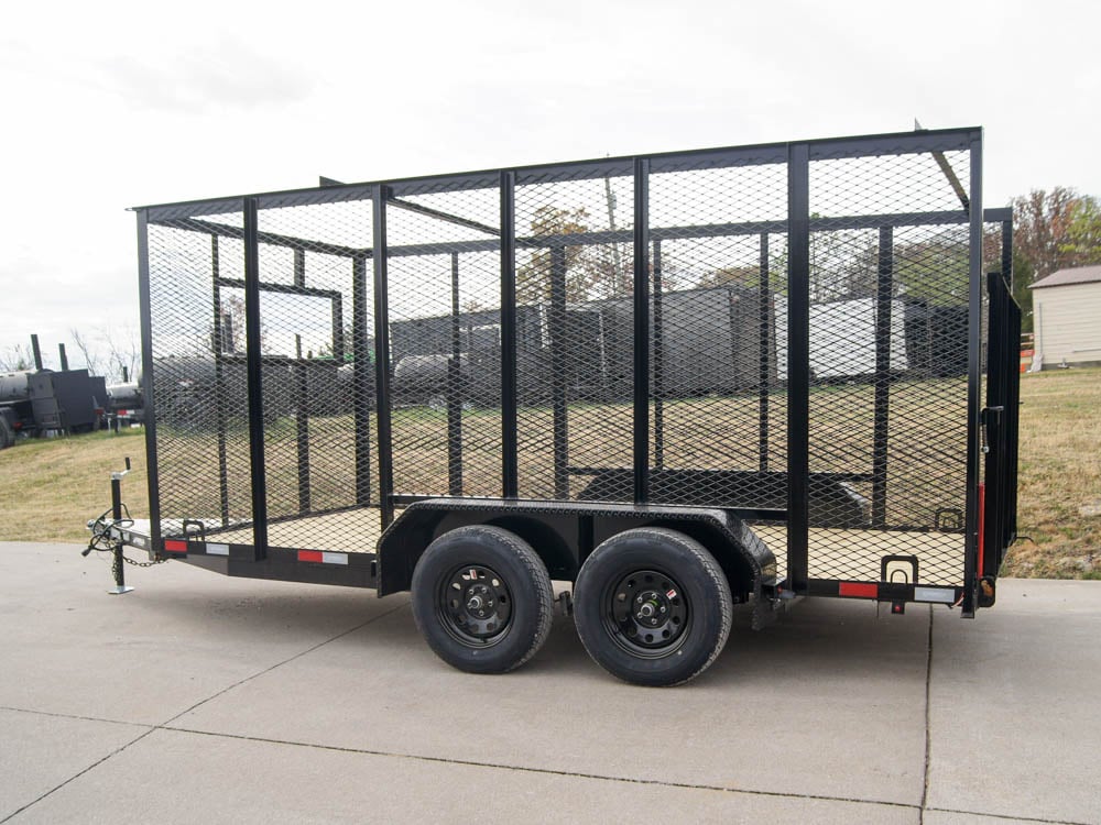 6.4x14 Straight Deck Utility Trailer 6ft Mesh with Side Slide Up Gate