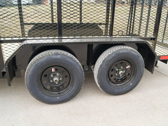 6.4x14 Straight Deck Utility Trailer 6ft Mesh with Side Slide Up Gate