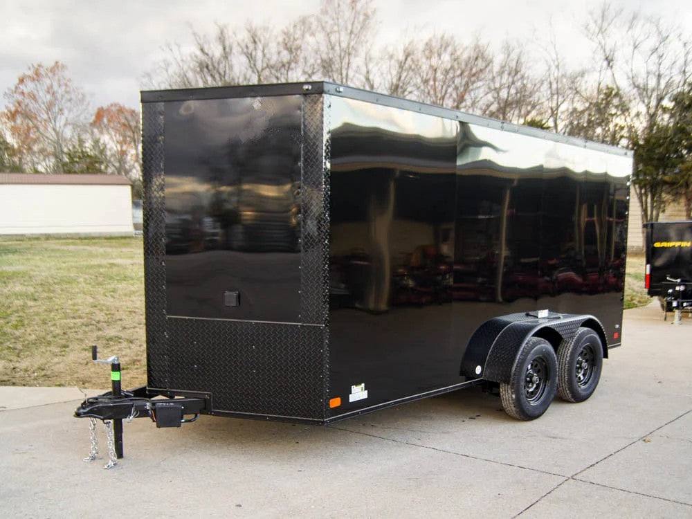 7x14 Black V - Nose Enclosed Trailer Blkout Pkg (2) 3,500lb Axles Elec Pkg - SLE Equipment - 2