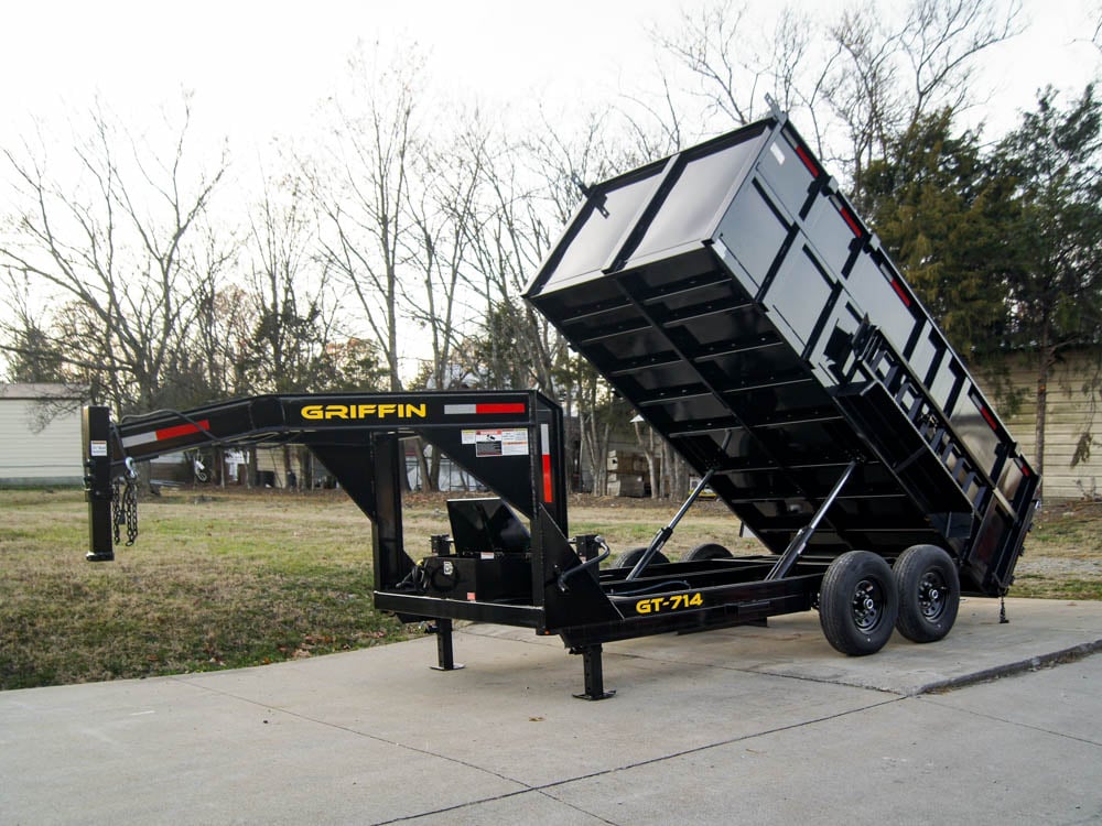 7x14 Gooseneck Hydraulic Dump Trailer with 4ft Side (2) 7K Axles