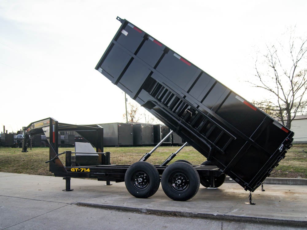 7x14 Gooseneck Hydraulic Dump Trailer with 4ft Side (2) 7K Axles