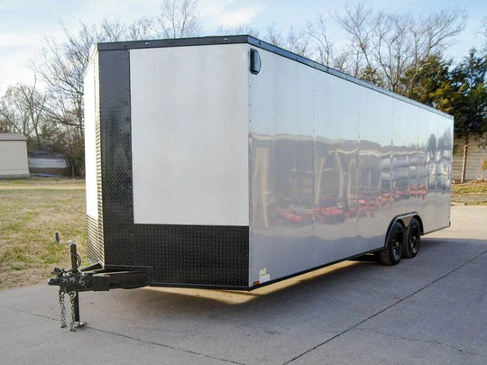 8.5x24 Silver V - Nose Enclosed Trailer Blackout Pkg (2) 5,200lb Axles - SLE Equipment - 1