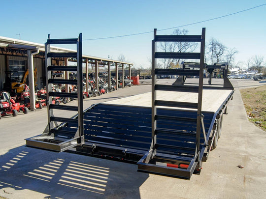 8.5x25 IBeam Gooseneck Deckover Trailer (2) 7K Axles Stand-Up Ramps