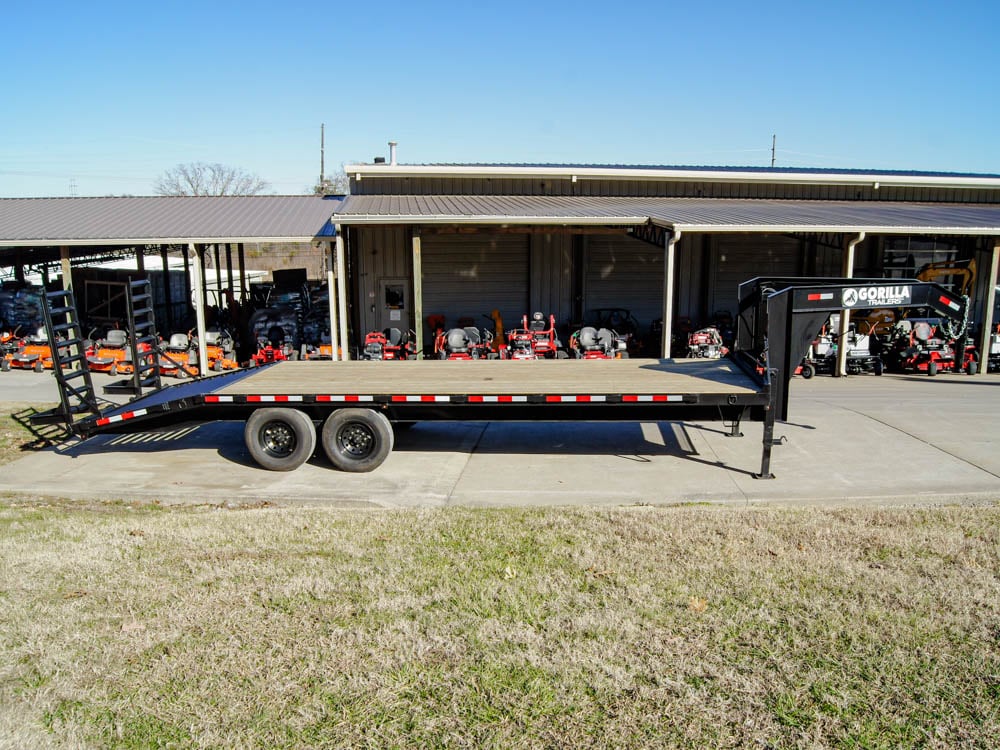 8.5x25 IBeam Gooseneck Deckover Trailer (2) 7K Axles Stand-Up Ramps