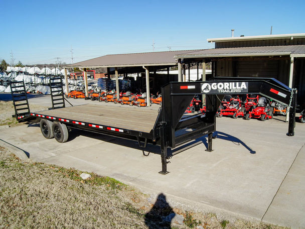 8.5x25 IBeam Gooseneck Deckover Trailer (2) 7K Axles Stand-Up Ramps