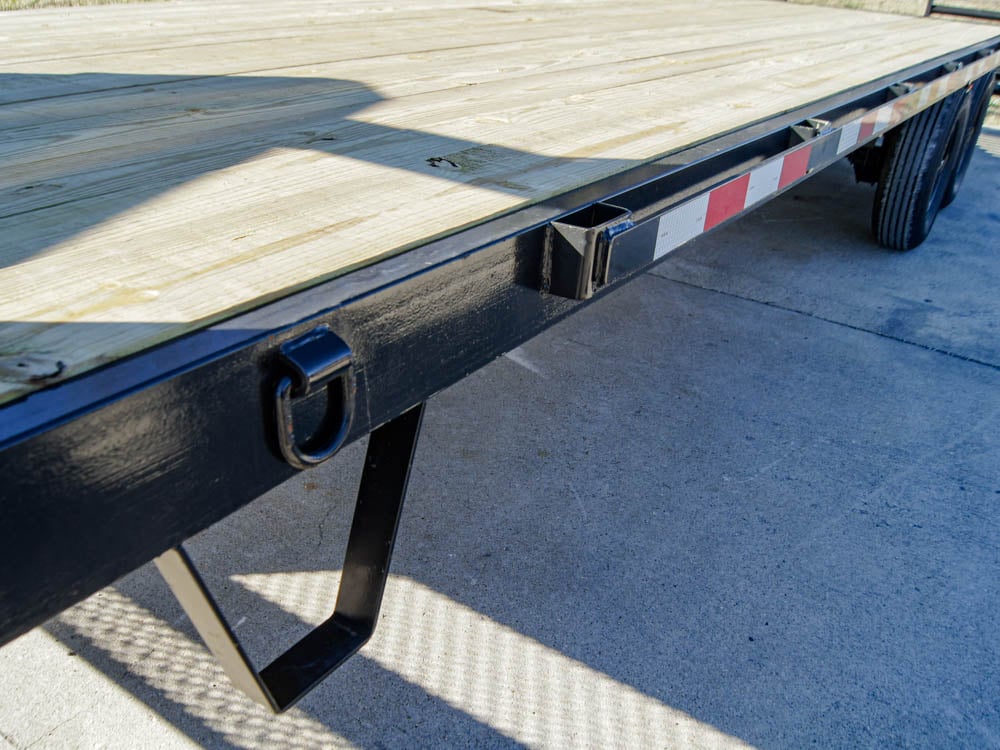 8.5x25 IBeam Gooseneck Deckover Trailer (2) 7K Axles Stand-Up Ramps