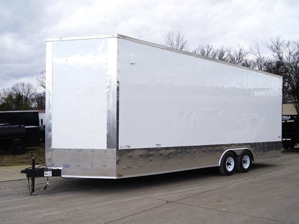 8.5x24 White V - Nose Enclosed Trailer 9ft Interior (2) 5,200lb Axles - SLE Equipment - 1