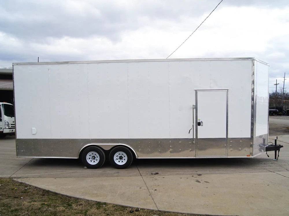 8.5x24 White V - Nose Enclosed Trailer 9ft Interior (2) 5,200lb Axles - SLE Equipment - 6