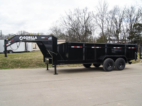 7x16 Gorilla Telescopic Gooseneck IBeam Dump Trailer 3ft Sides (2) 7K Axles