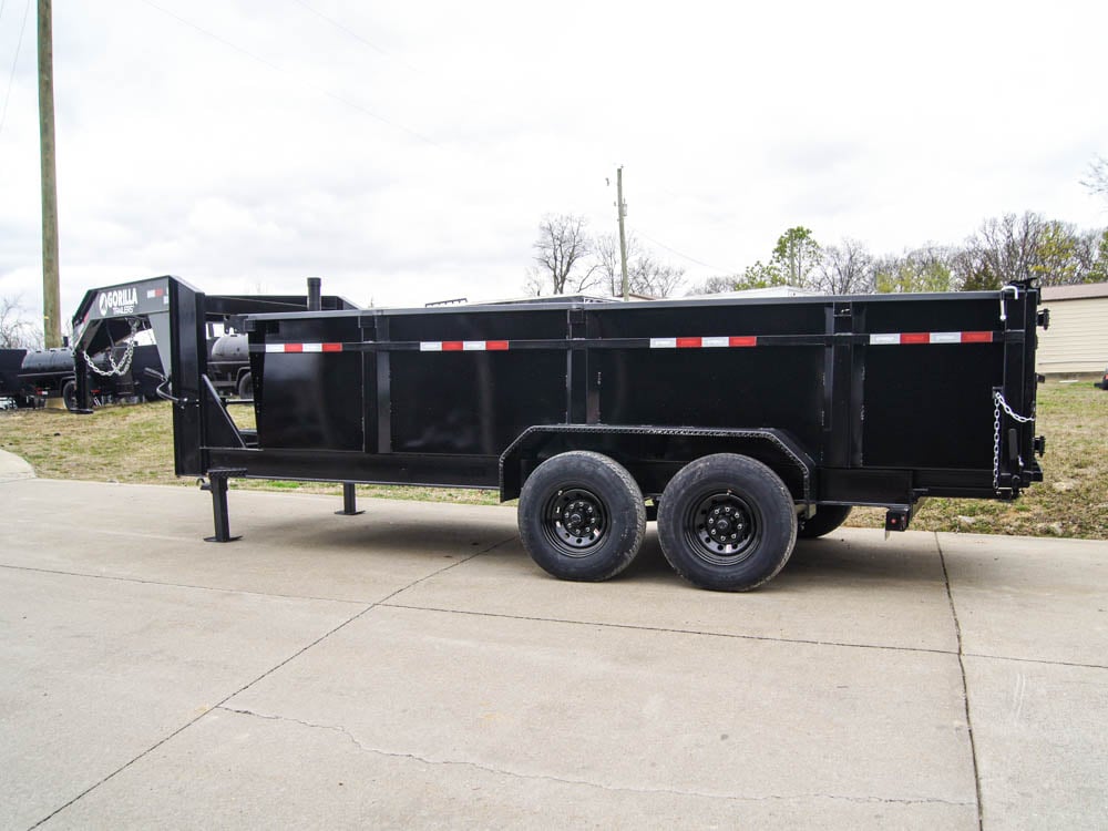 7x16 Gorilla Telescopic Gooseneck IBeam Dump Trailer 3ft Sides (2) 7K Axles