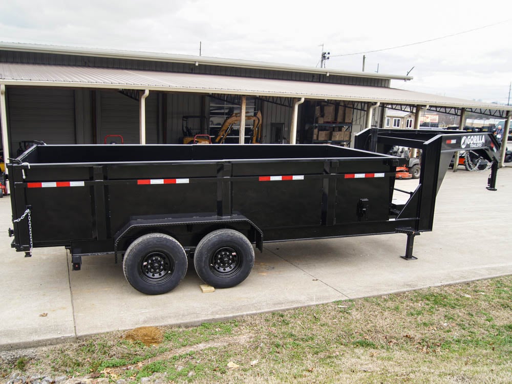 7x16 Gorilla Telescopic Gooseneck IBeam Dump Trailer 3ft Sides (2) 7K Axles