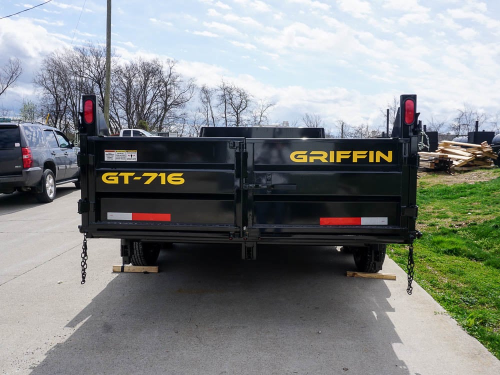 7x16 Telescopic Dump Trailer with 2ft Sides (2) 7K Axles Side Angle Fully Extended