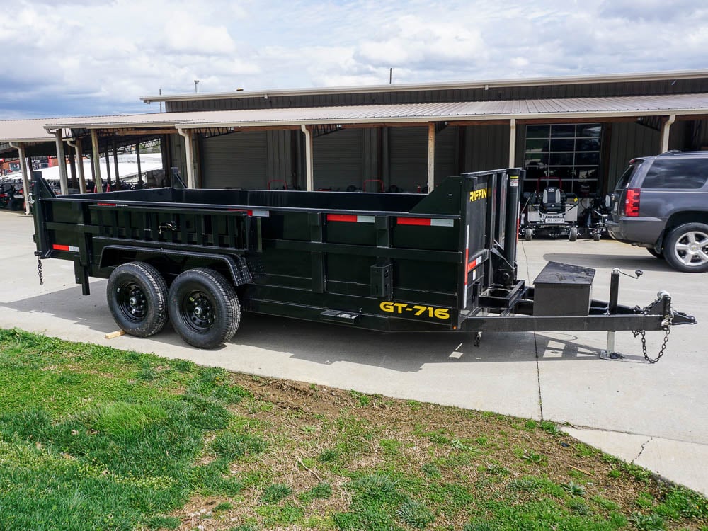 7x16 Telescopic Dump Trailer with 2ft Sides (2) 7K Axles Side Angle Fully Extended