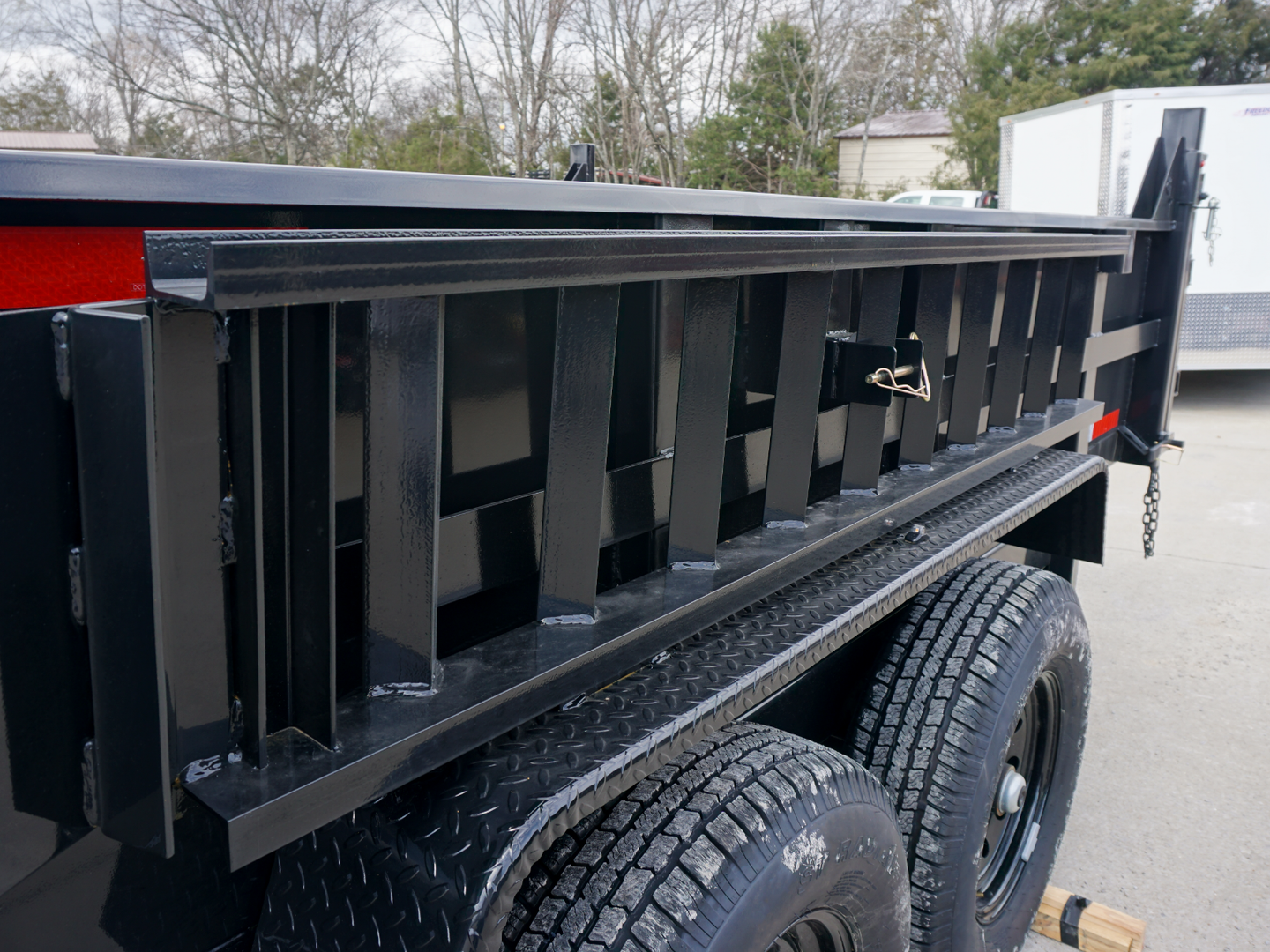 7x16 Telescopic Dump Trailer with 2ft Sides (2) 7K Axles Side Angle Fully Extended