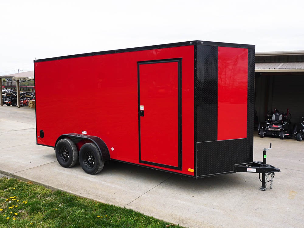 Enclosed Trailer 7x16 Red V-Nose with Blackout Package