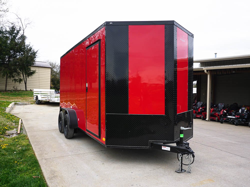 Enclosed Trailer 7x16 Red V-Nose with Blackout Package